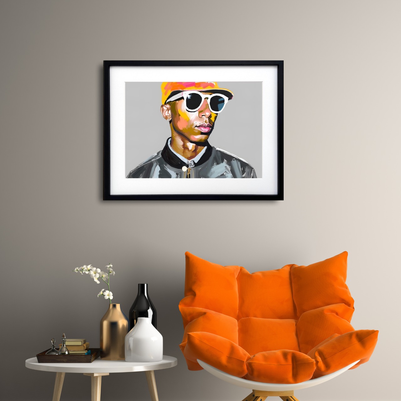 Pharrell｜ファレルウィリアムスを描いたカラフルポップアート｜音楽とファッションを象徴する一枚｜｜国内生産・A4ポスター
