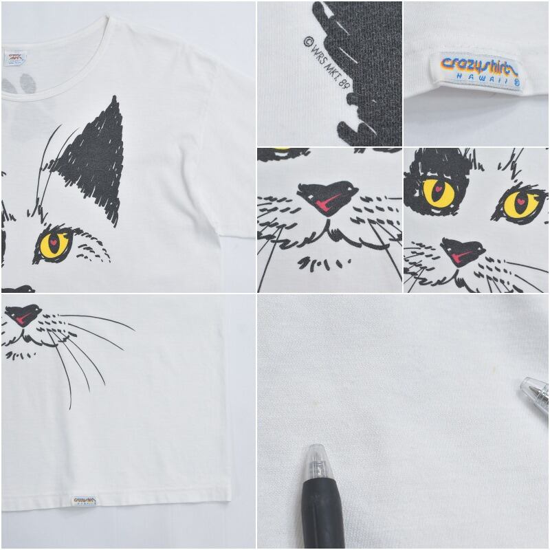 90s USA製 crazy shirts クレイジーシャツ キャットフェイス ネコ 猫