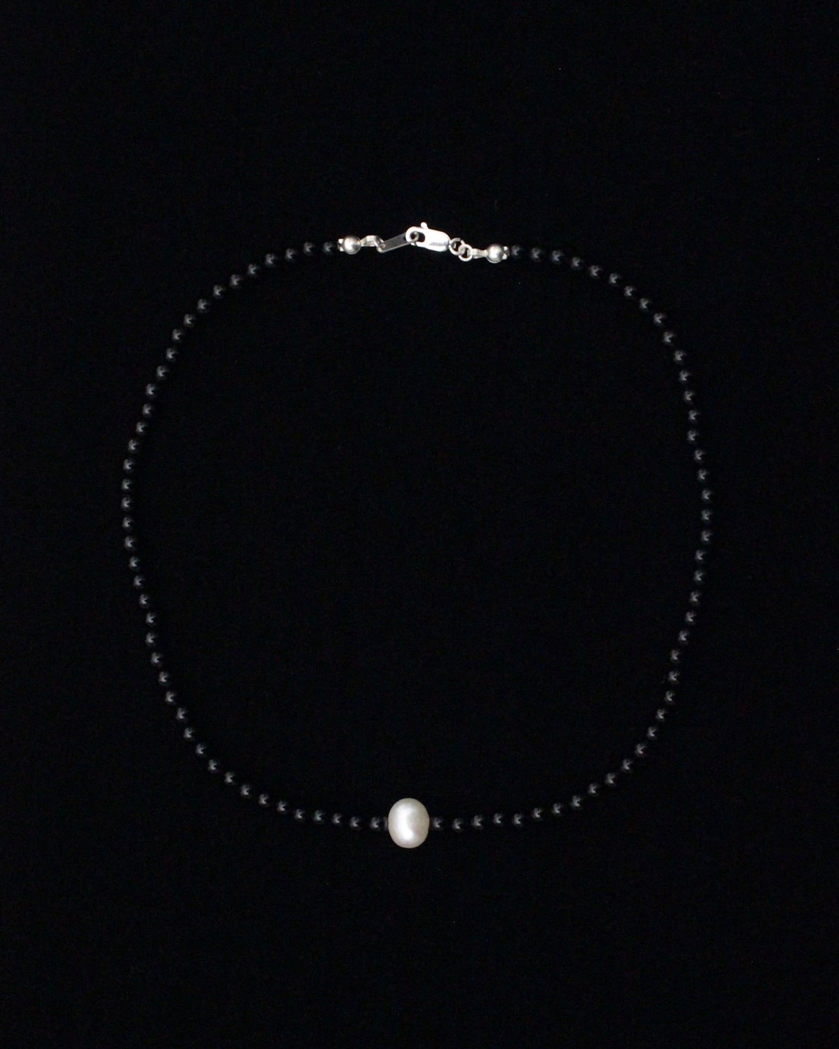 Black Onyx Single Pearl Necklace(Size S)