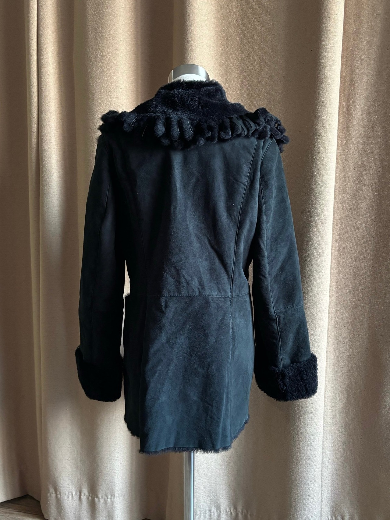 sheepskin & sheepfur black jacket-4445-11