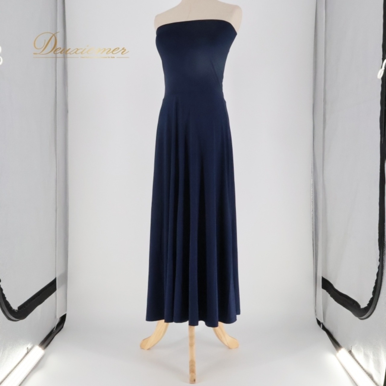 フラダンス 衣装 ワンピース ドレス KHARIS･ANGEL ネイビー系 チューブトップ ワンカラー シンプル 無地 綺麗 かわいい 華やか 上品 大人っぽい エレガント ハワイアン アロハ フラ ダンス レッスン 練習 おしゃれ ロングドレス セクシー系