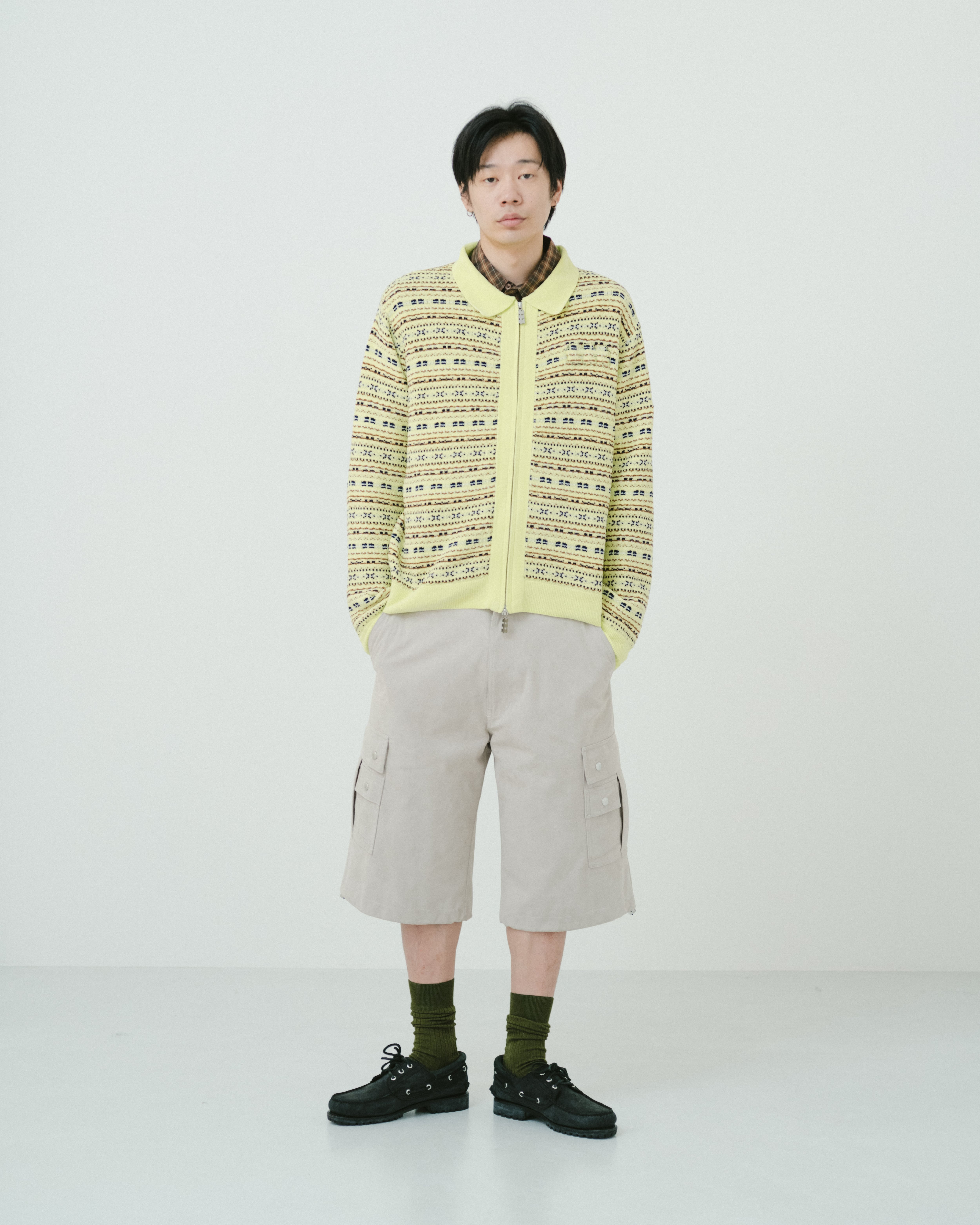 Zip up knit polo shirt（LIME） | TTTMSW