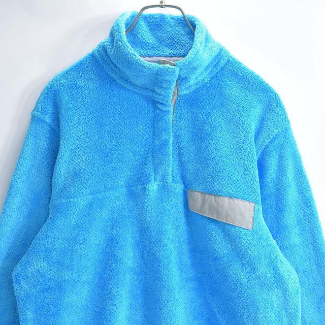 00s JACHS ジャックス ボア ジャギーフリース スナップT ハーフボタン プルオーバー ターコイズブルー ヴィンテージ ビンテージ USA アメリカ古着 レディースLサイズ