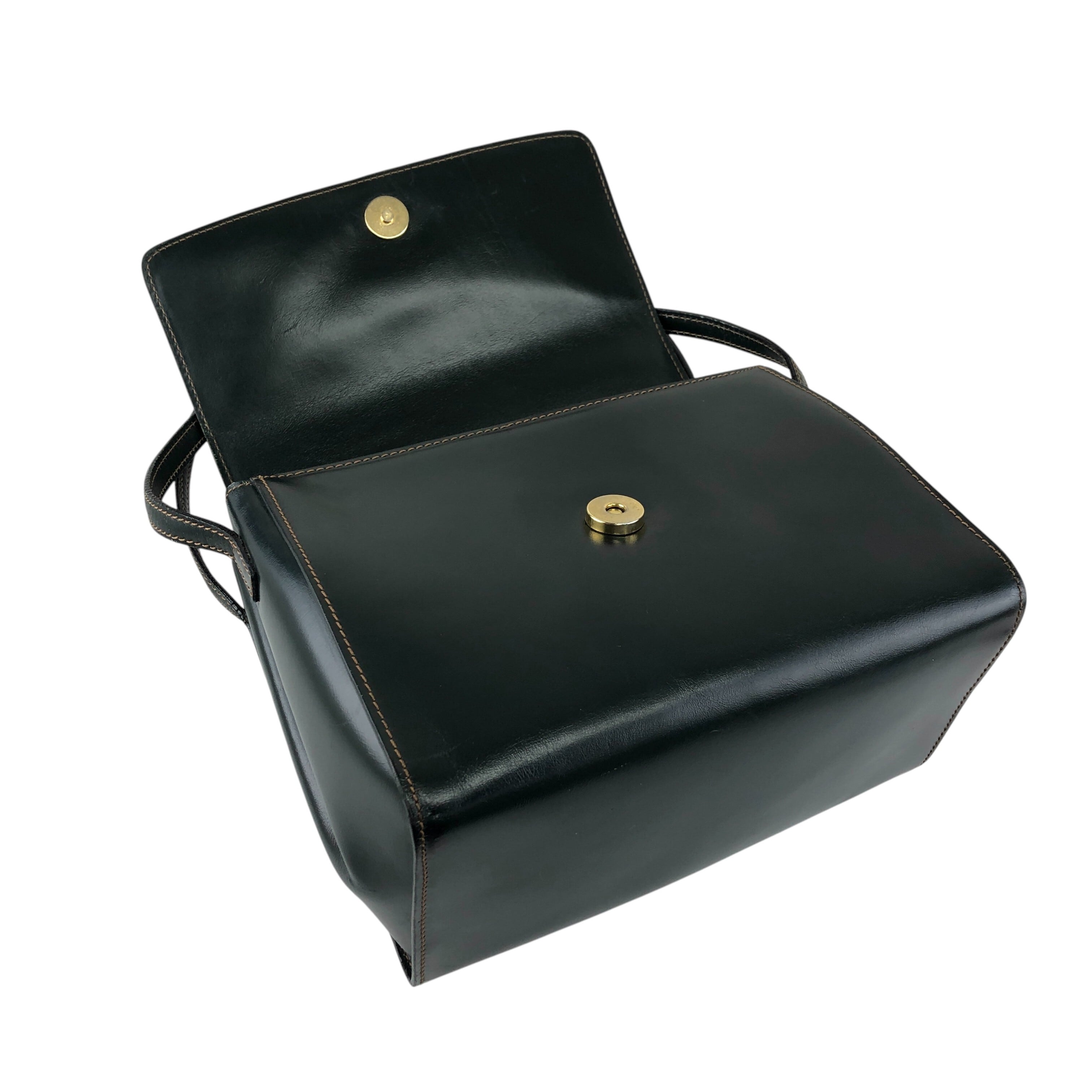 ★クリーニング済み★ロエベ　ショルダーバッグ　ブラック　ヴィンテージ LOEWE ロエベ ショルダーバッグ ダークグリーン ロゴ レザー vintage