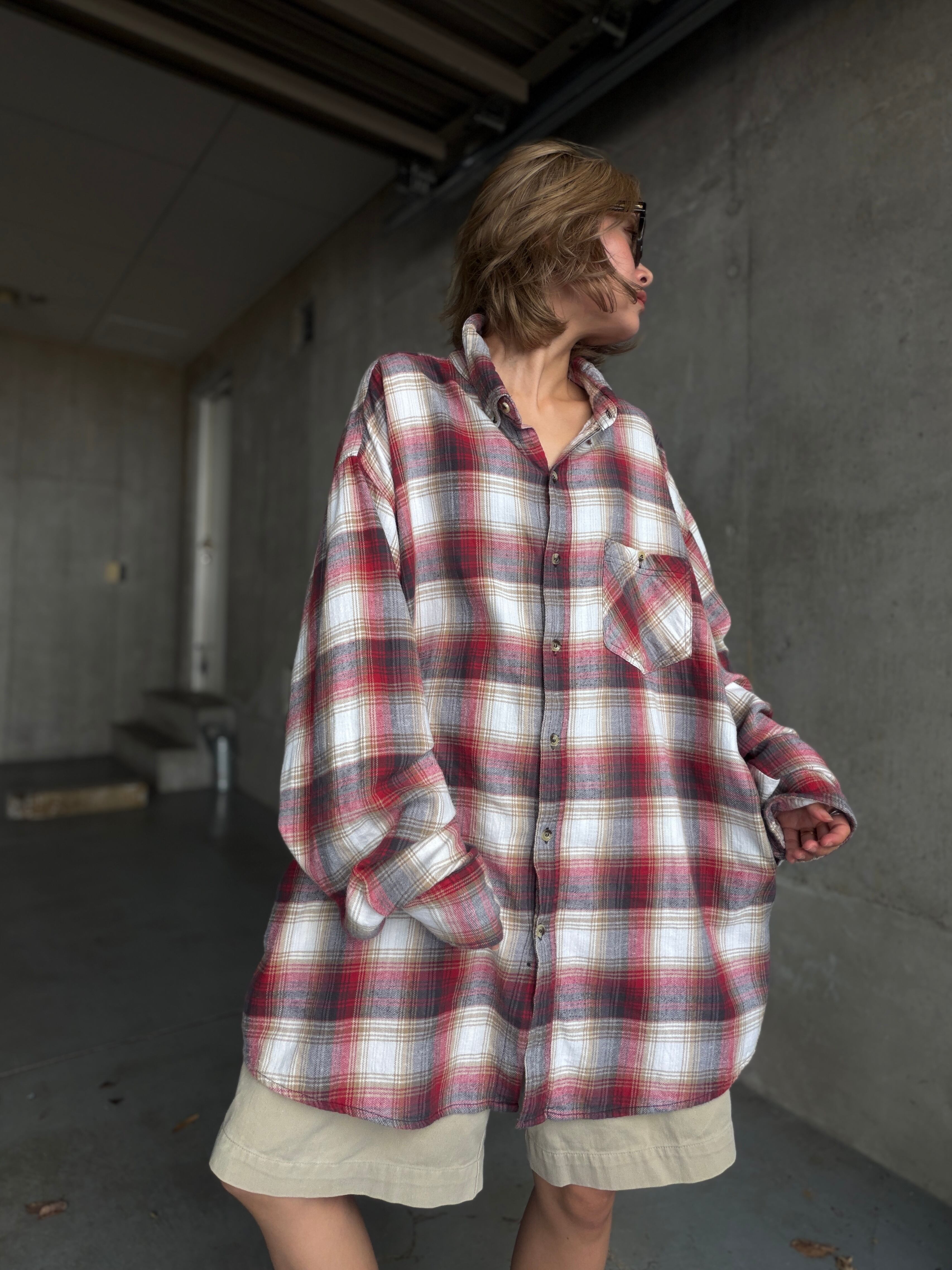 (SH1474)Ombre check cotton BD shirt