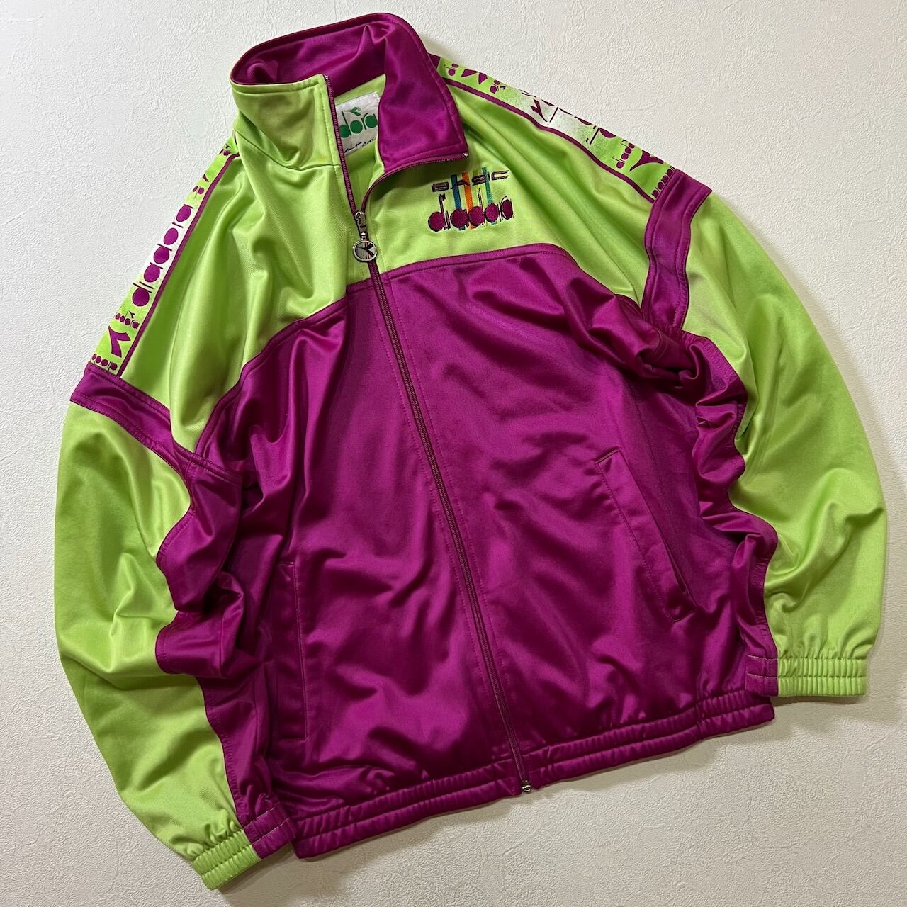 90s diadora トラックジャケット ジャージ ディアドラ ライムグリーン
