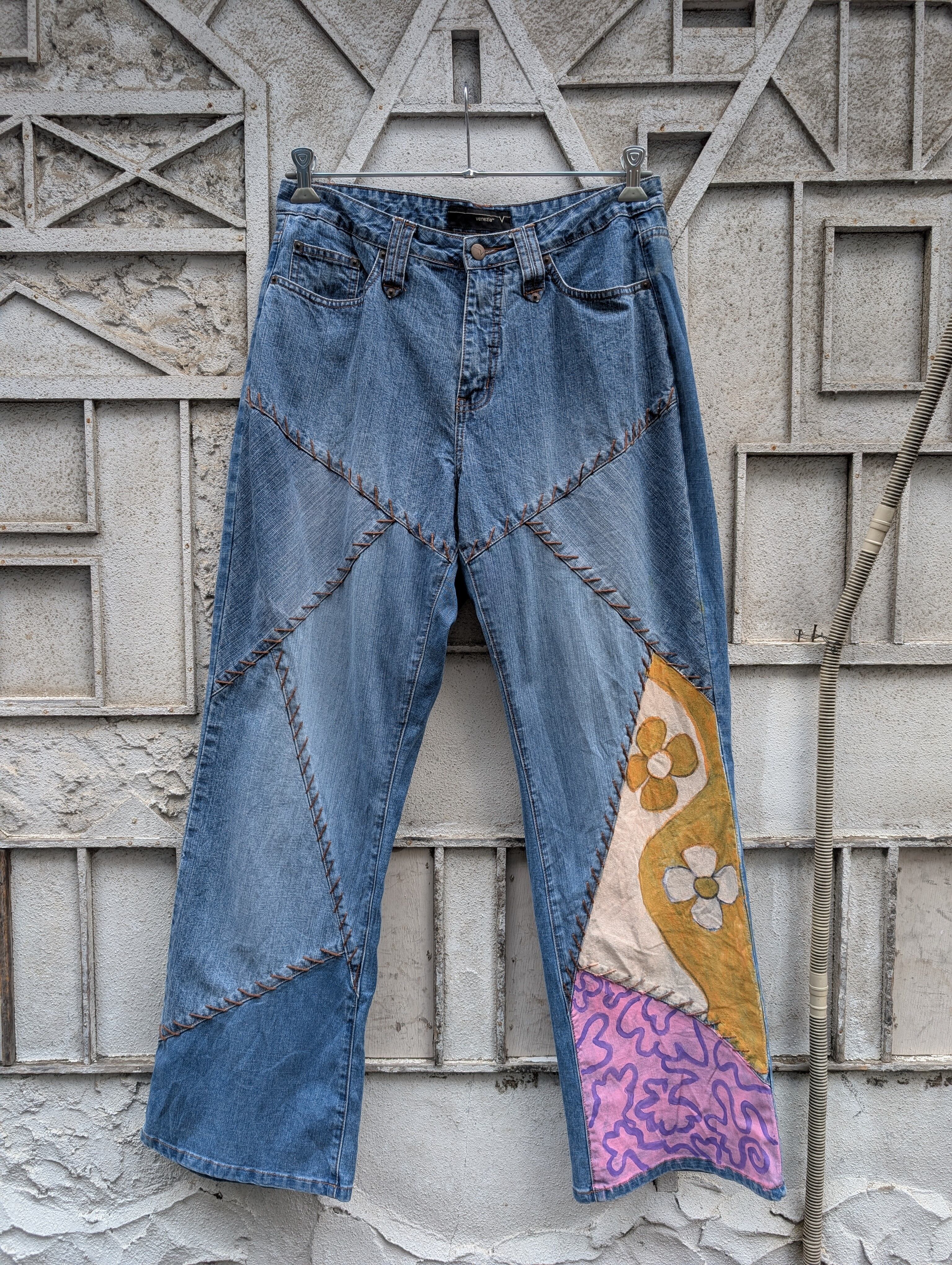 "PAINTING" design denim pants