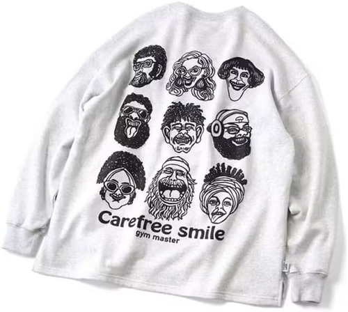 【2026SS 新作】gym master ジムマスター 10.3oz Carefree Smile スウェットビッグTee G621780 メンズ レディース ユニセックス ビッグシルエット トレーナー 長袖