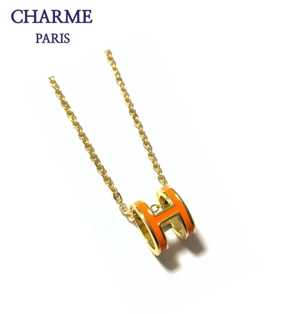 18k plating H necklace (orange)