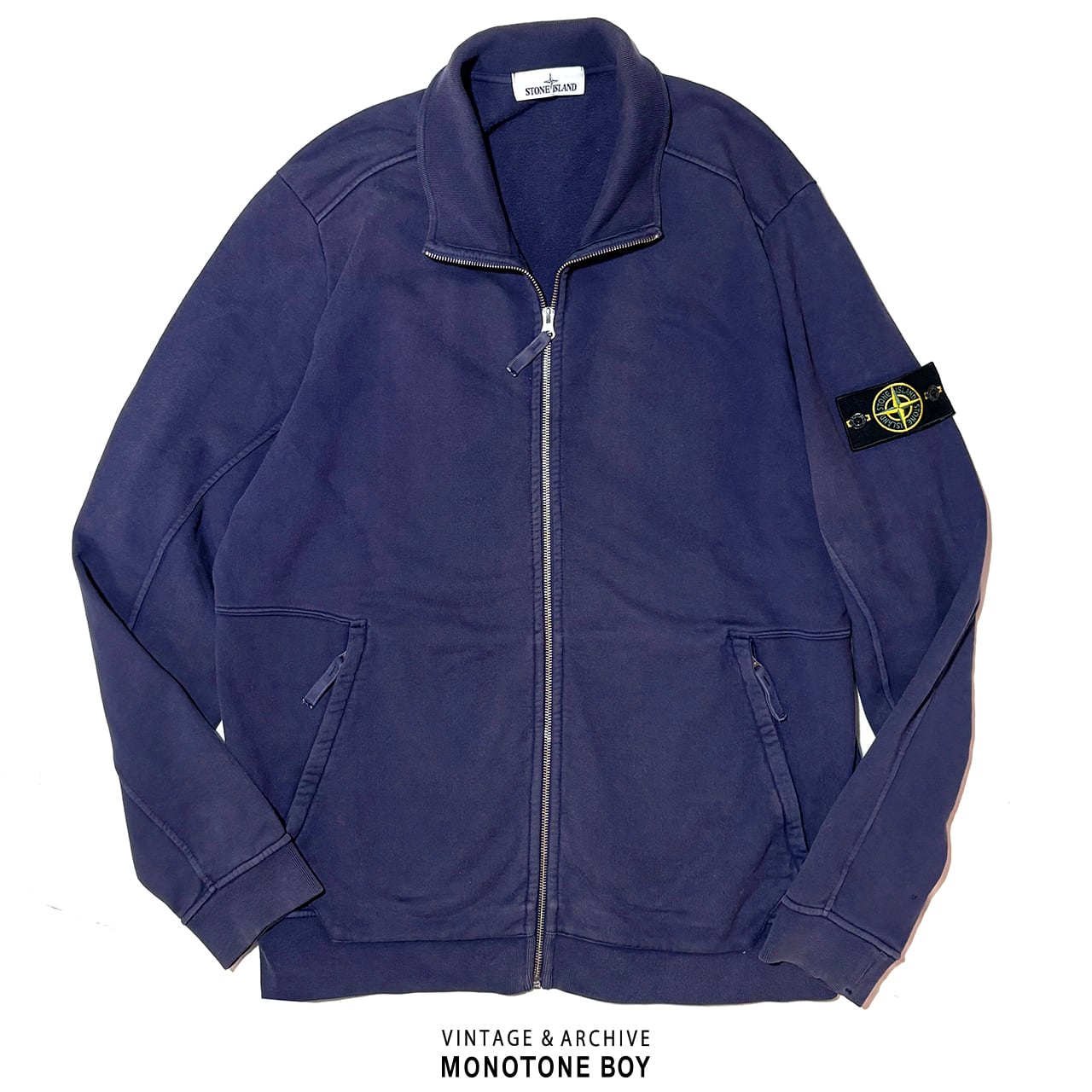 STONE ISLAND 2016SS HEAVY WEIGHT ZIP UP SWEAT SHIRT Sun faded navy