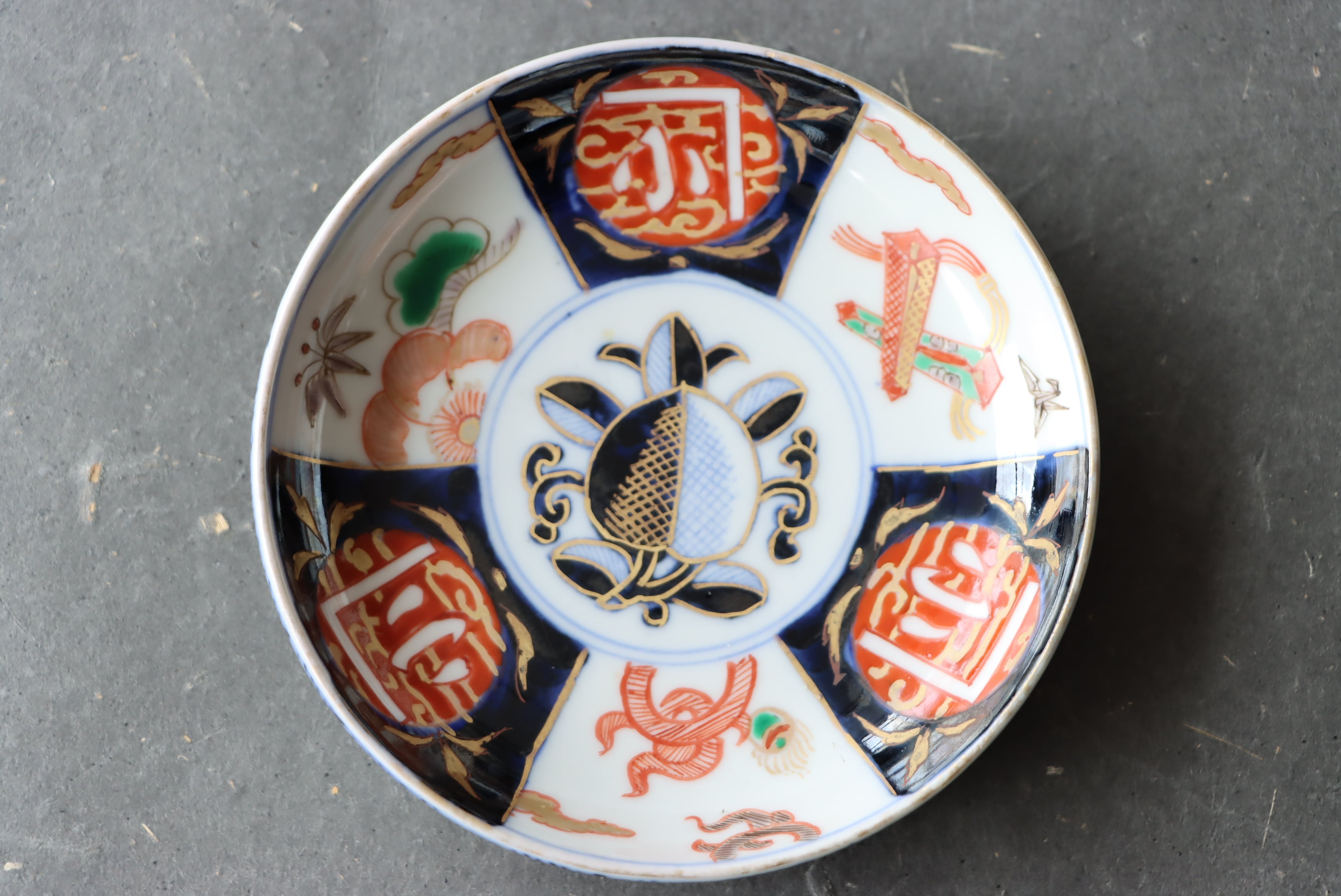 伊万里焼 色絵 桃手 熨斗松竹梅文 小皿/Imari small plate | (有)新原美術