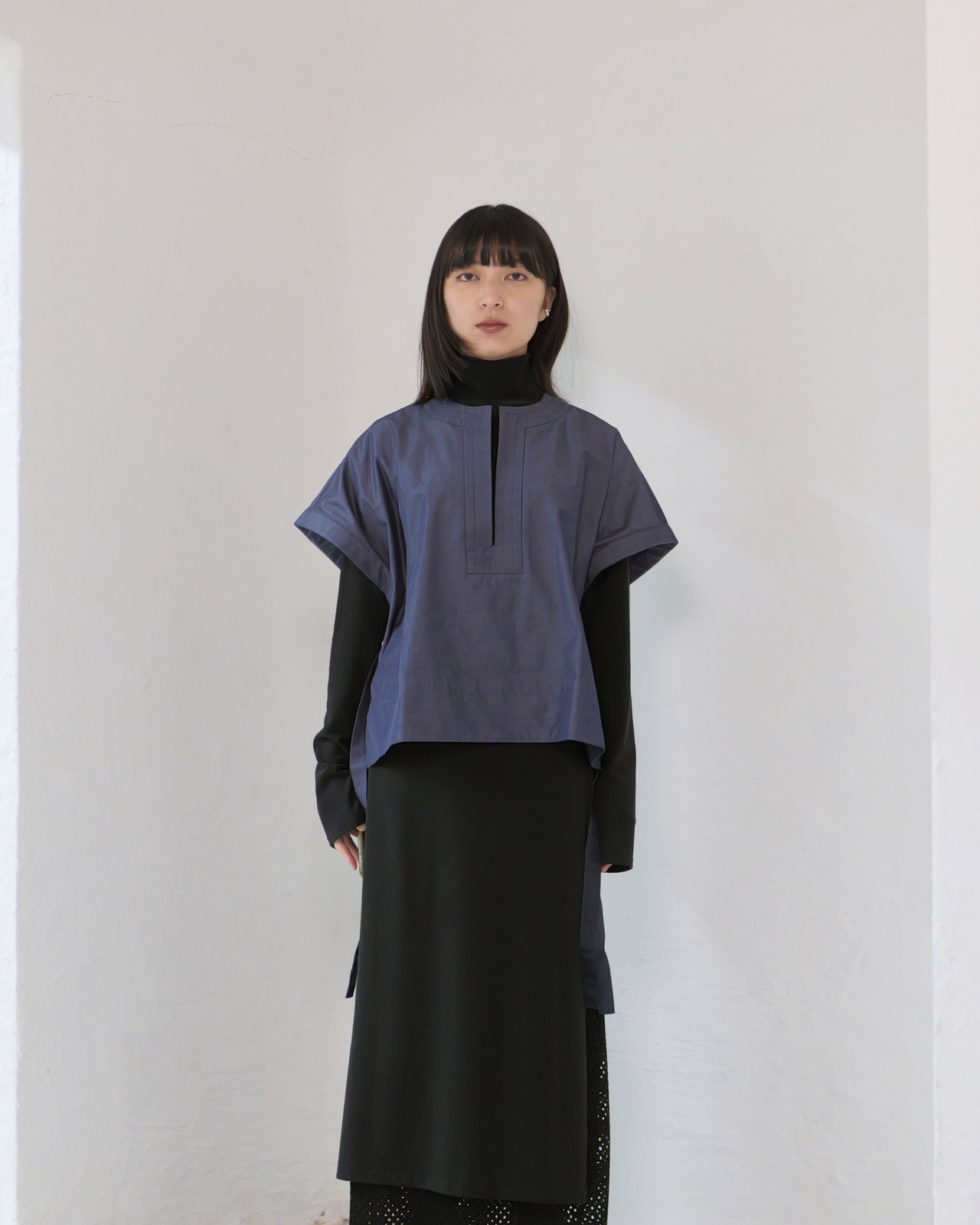 FOURAM - KAFTAN SHIRT ：Dark Purple｜カフタン／短丈／2段階スリーブ