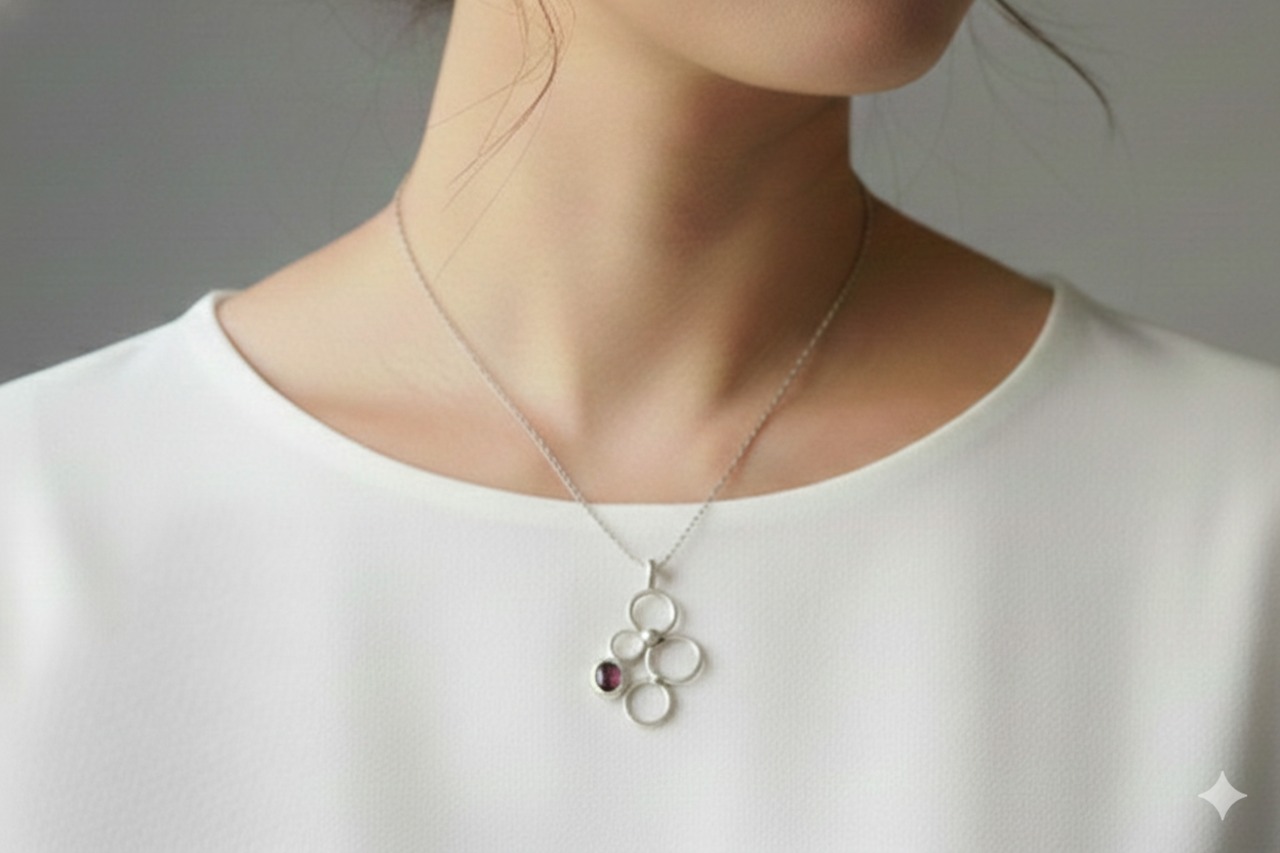 ピンクトルマリンの泡ネックレス