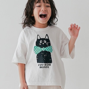 fov F/B Cat S/S T-Shirt【100-120cm】White