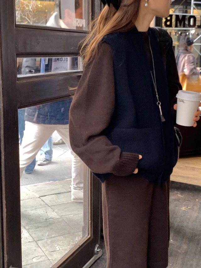 (予約) ounce / Pocket knit vest cardigan 2color