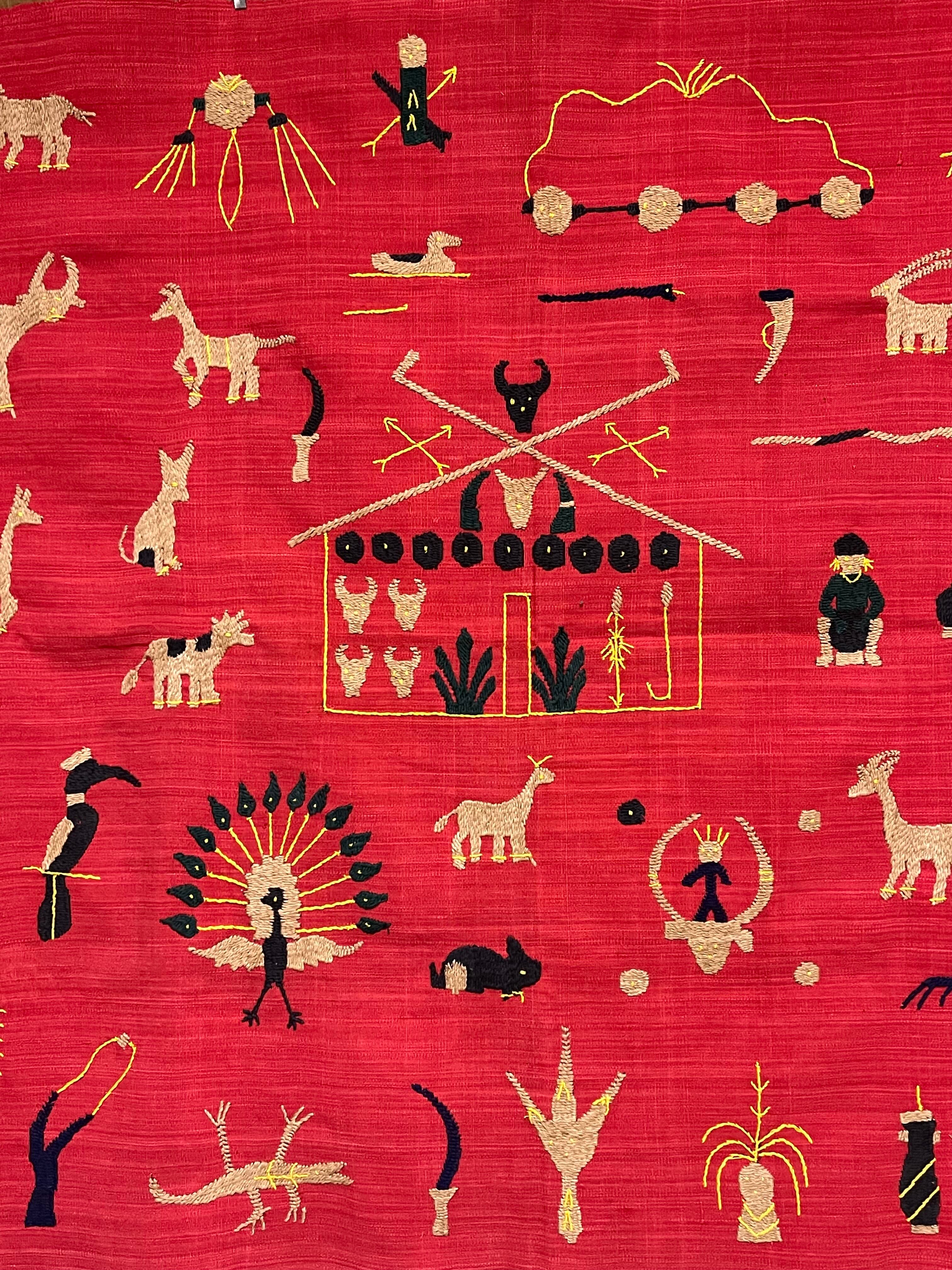 ナガ族 刺繍 布 マルチカバー タペストリー 壁掛け ブランケット ナガ族 刺繍 布 マルチカバー タペストリー 壁掛け ブランケット