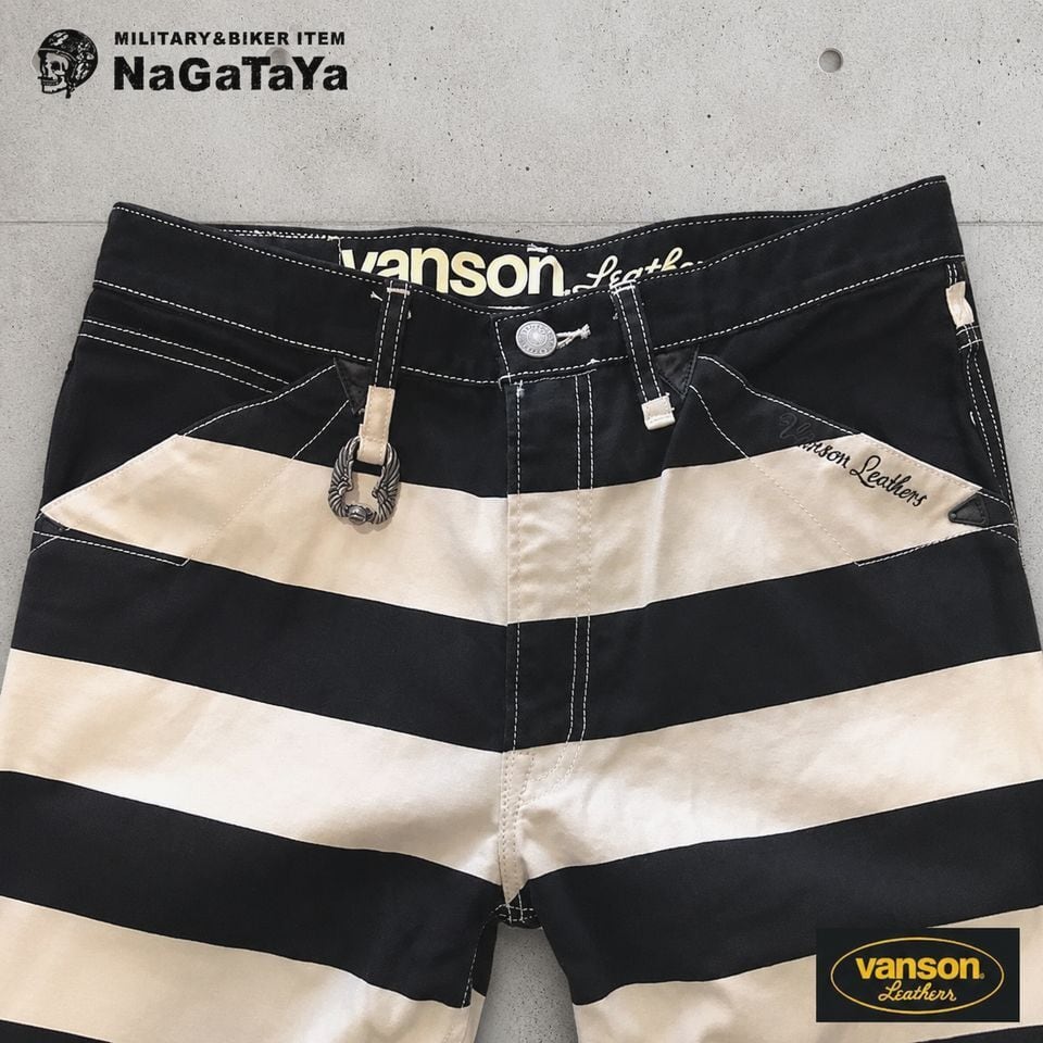 VANSON バンソン NVBL-404 プリズナーパンツ ボーダー ワークパンツ
