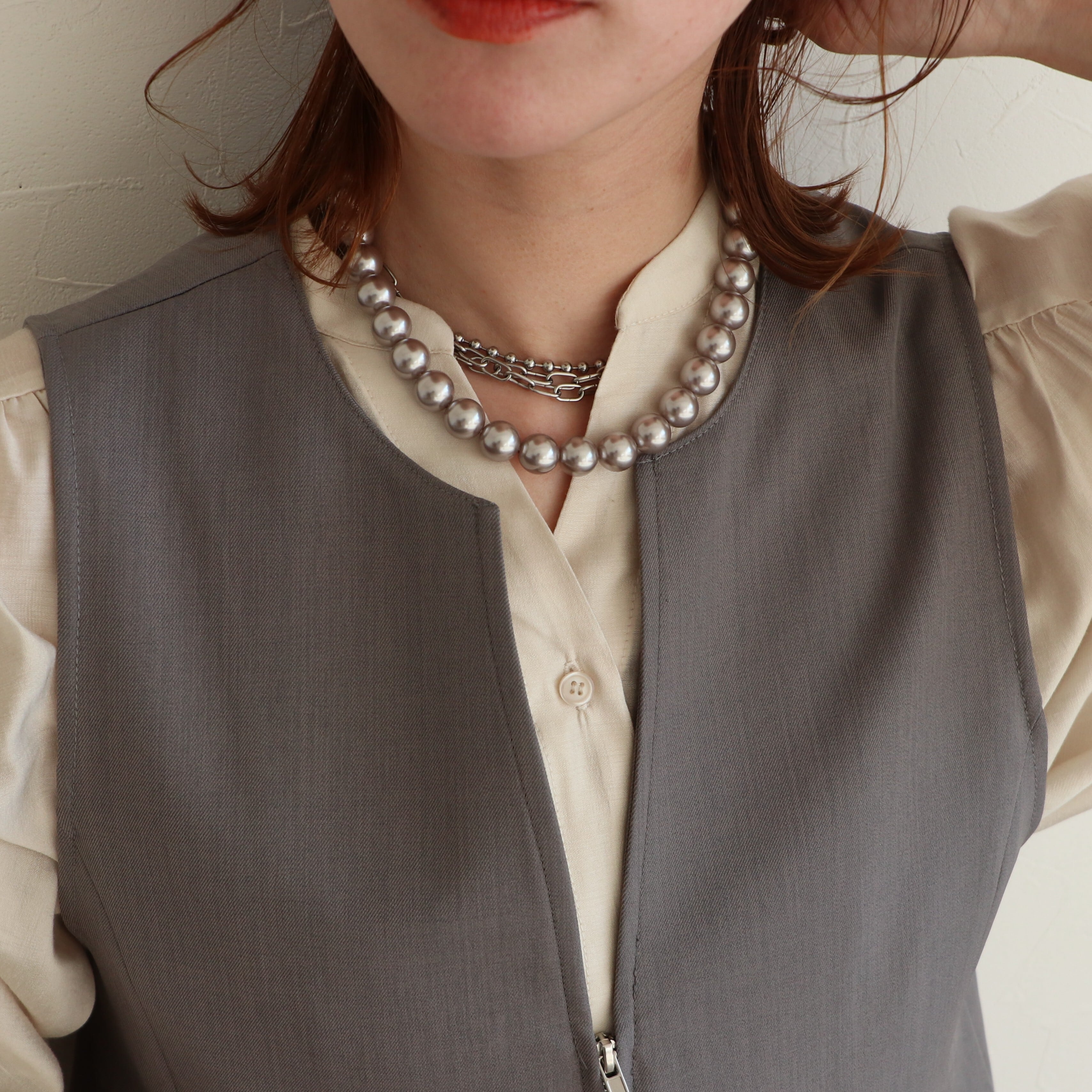 シルバーパールネックレス （飾り金具）【acc230207-z】メール便送料