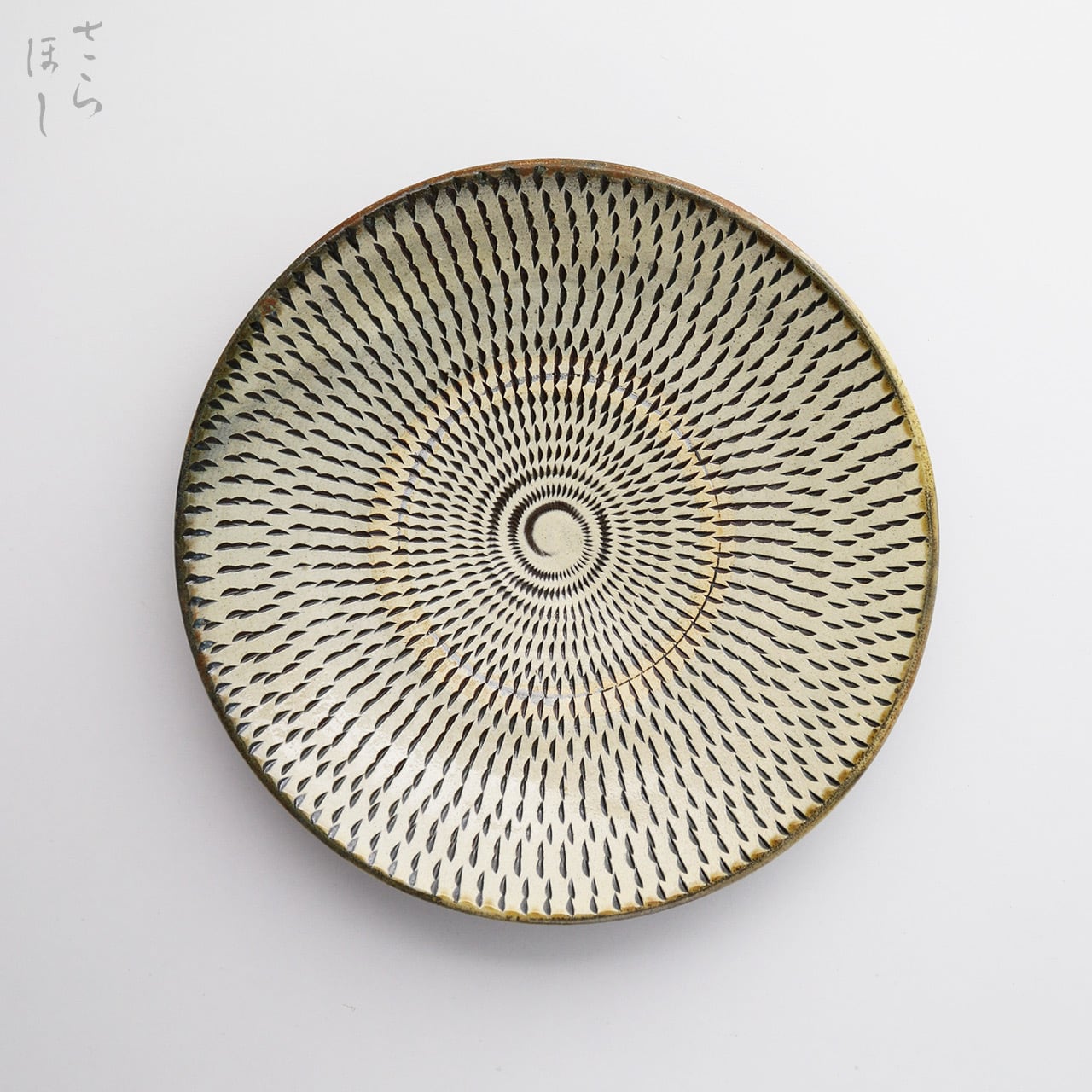 小鹿田焼 小袋窯 7寸角皿 飛びかんな 白 直径約21cm 陶器 和食器 民藝