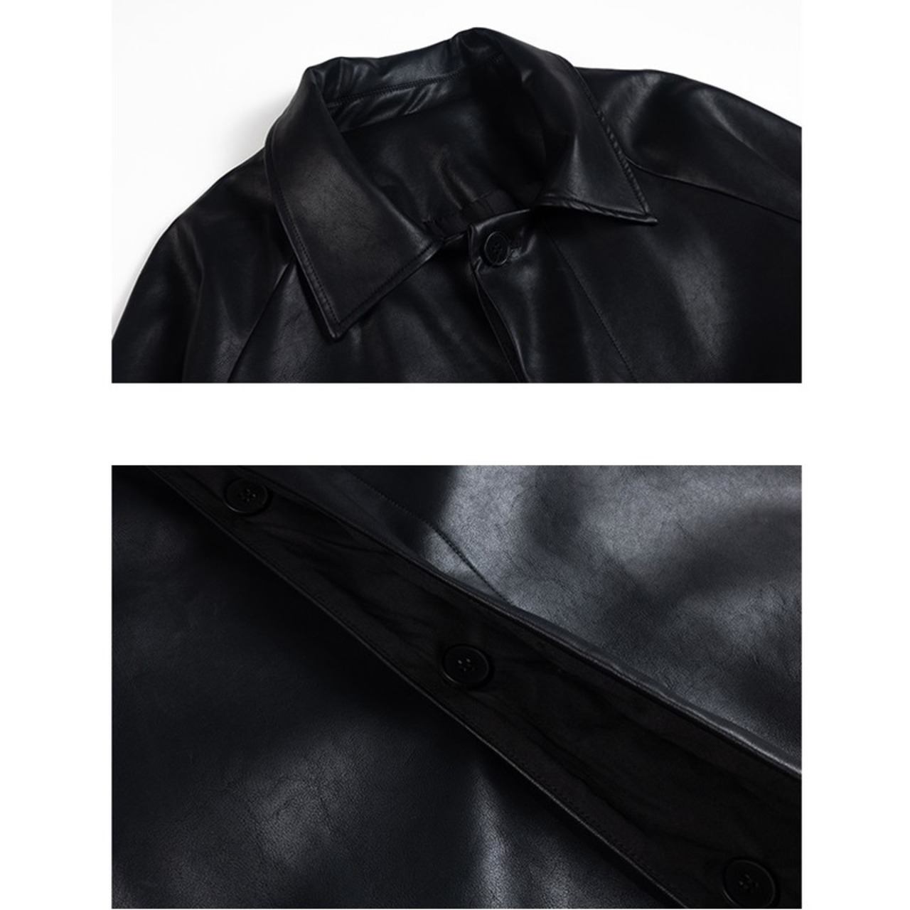 フェイクレザーシンプルロングコート　987