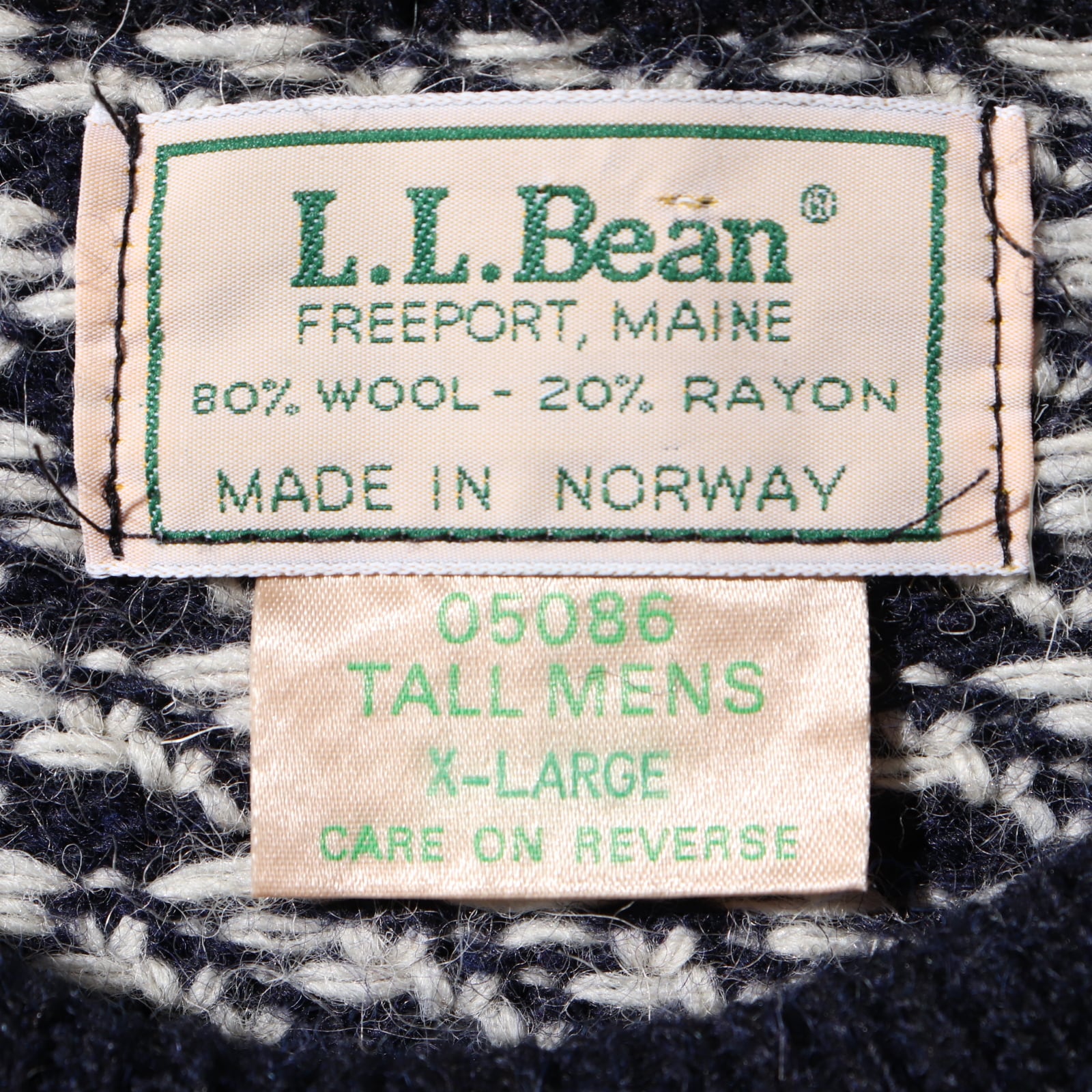 L.L.Bean XL バーズアイセーター 70s 80s エルエルビーン ネイビー 