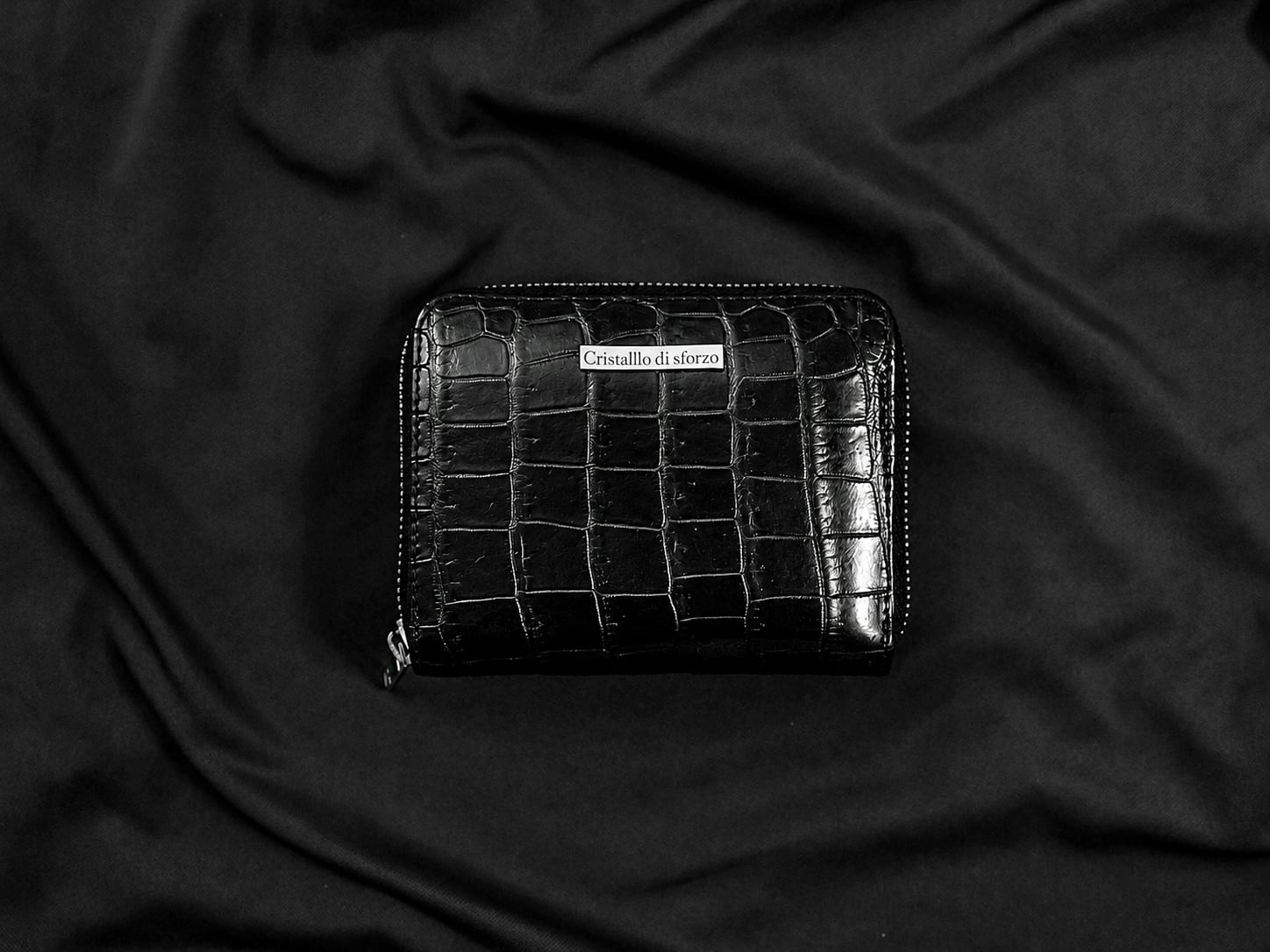 Crocodile Porosus Middle Wallet / Black【フランス製ポロサス