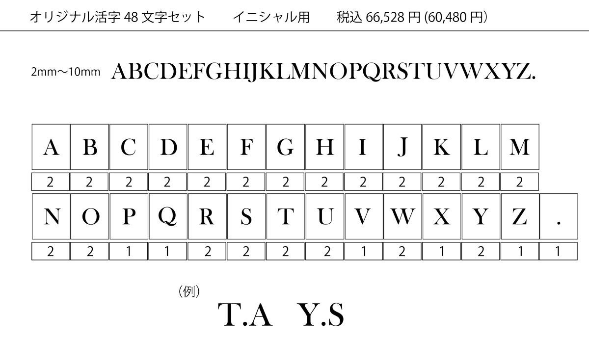 刻印用 活字（文字）版セット | hotstamp.jp