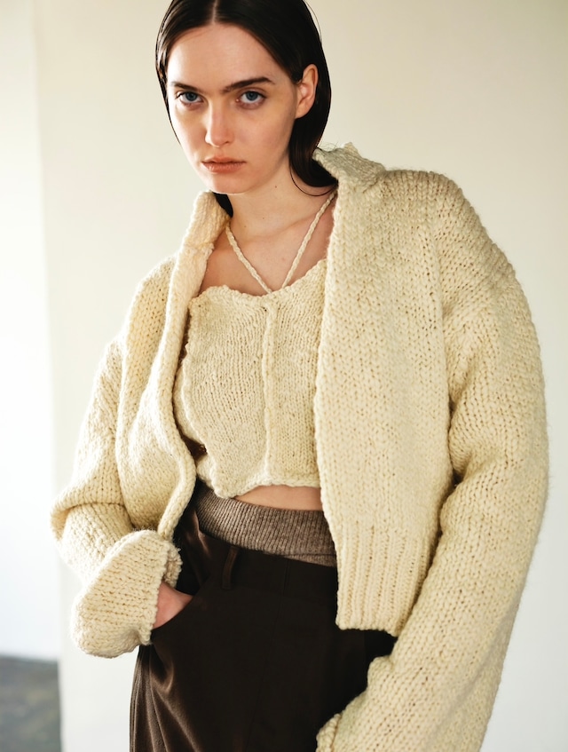 low gauge reversible cardigan :  ivory