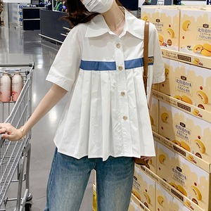 【RL404】Pleated Line Short Sleeved Shirt（プリーツライン半袖シャツ）