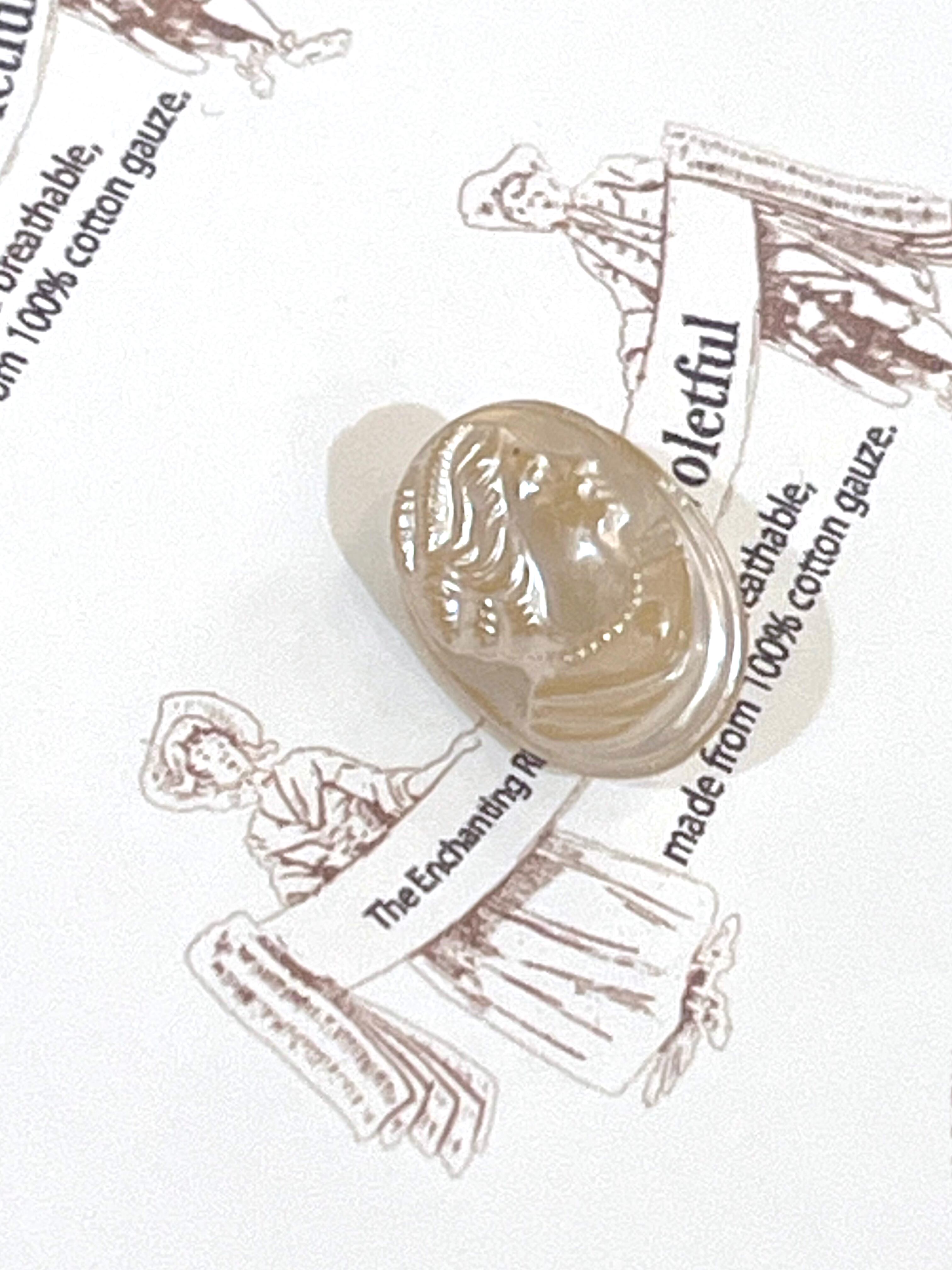 【ヴィンテージ ボタン】ガラス カメオ アンティークパーツ ハンドメイド素材に /約1.6cm 1個