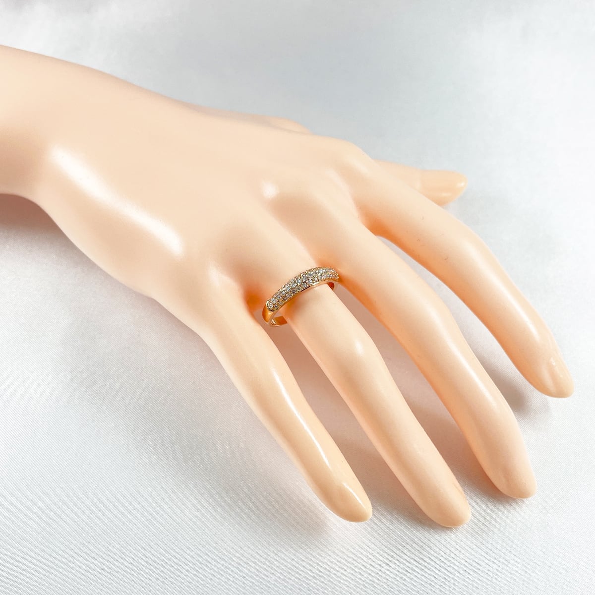 ミキモト K18 珊瑚 ダイヤ リング 0.38ct 12号 5.9g