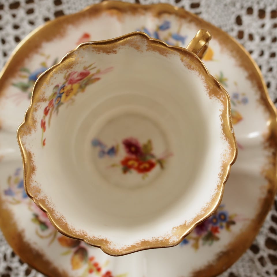 美品 英国Hammersley ハマースレイ ドレスデンスプレイ 手描きフラワー