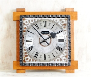 ドイツ製 KIENZLE 木製x陶器 壁時計 ヴィンテージ キンツレー 壁掛け時計 ウッドフレーム 電池式 アンティーク ig1560