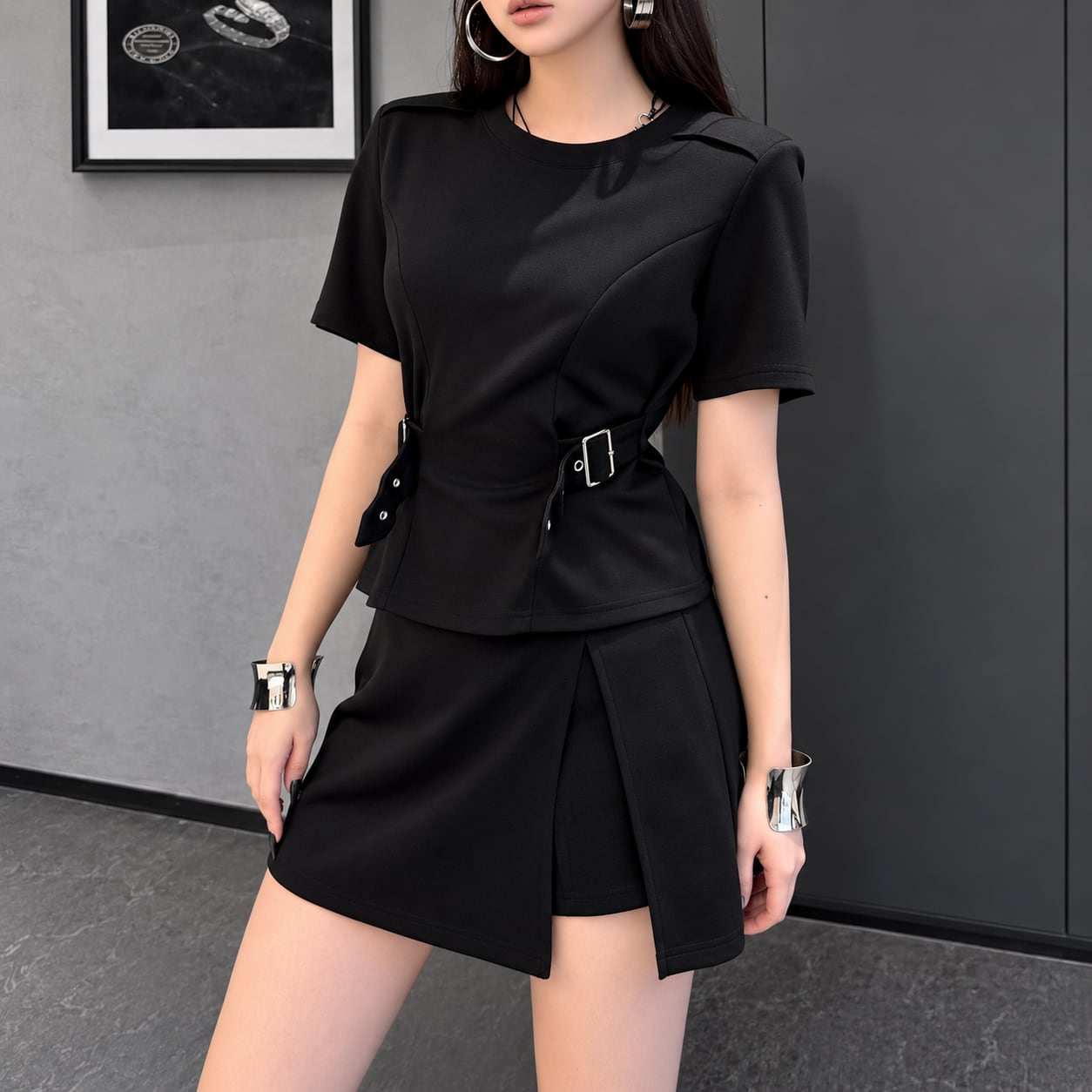tops skirt short set up / l0707