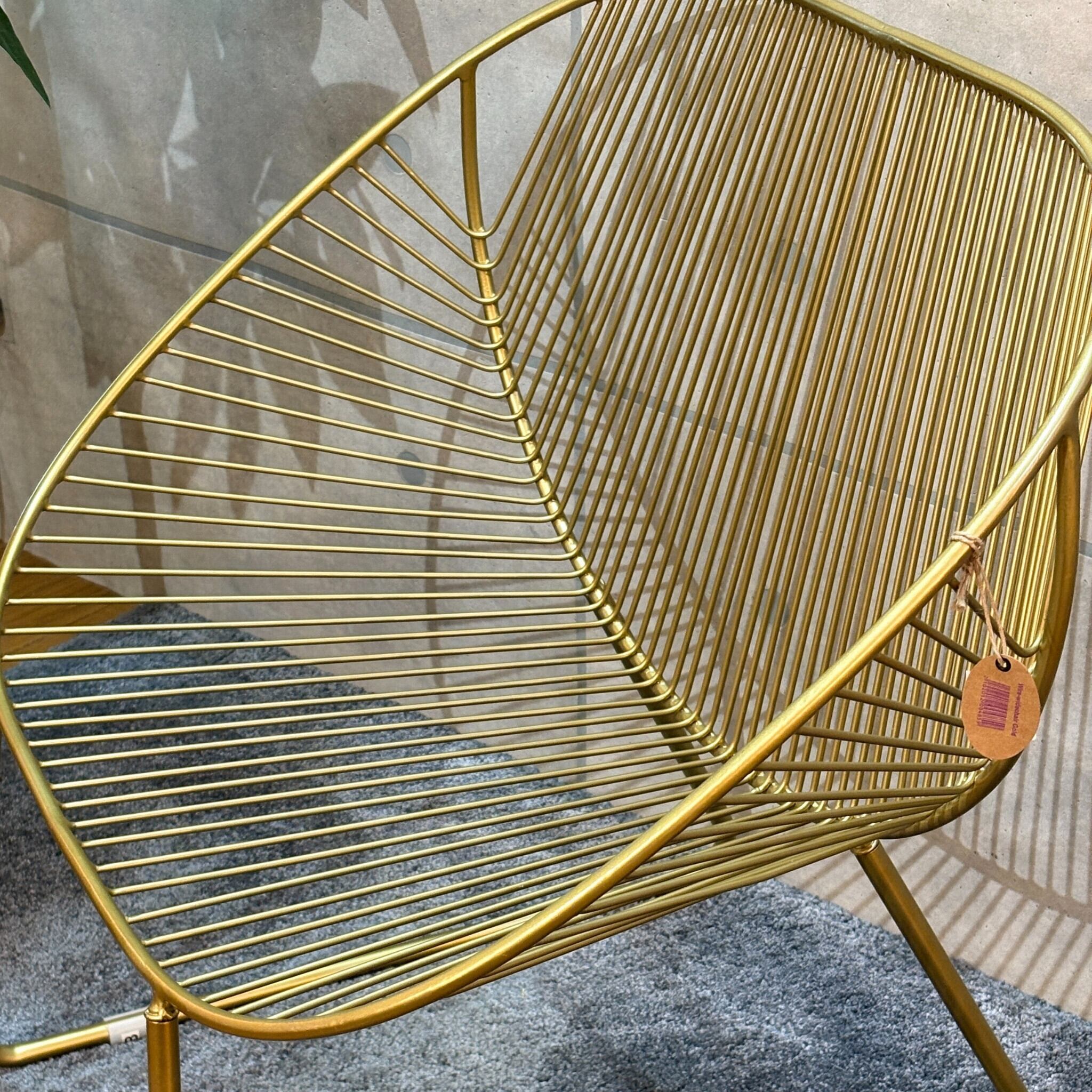 ワイヤーフレーム ラウンジチェア | アンティークゴールド | ミッド