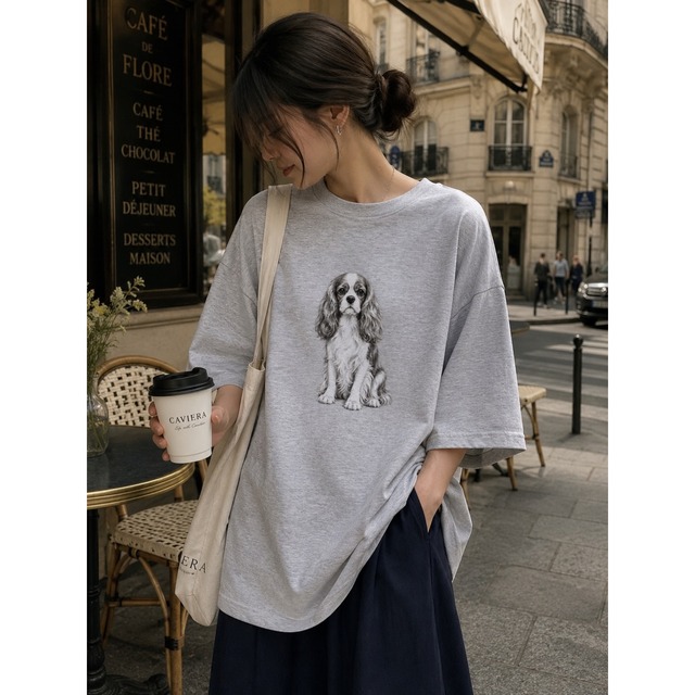 CAVIERA Cavalier Art Portrait Big Silhouette Tee – Blenheim 0076