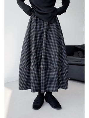 British retro check midi skirt [T2660]