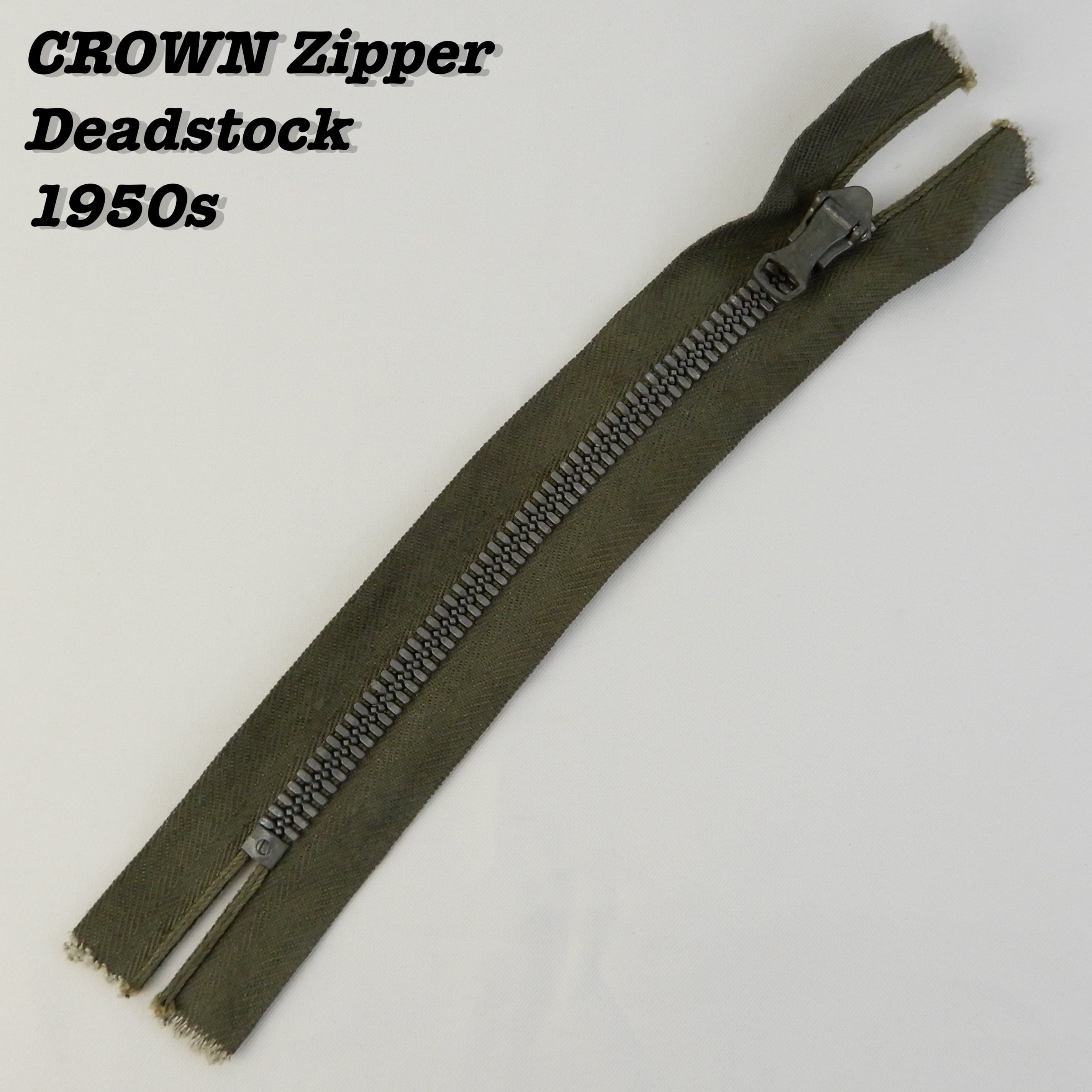 CROWN Zipper 1950s OLIVE Deadstock Made in USA ① | Loki Vintage&Used 