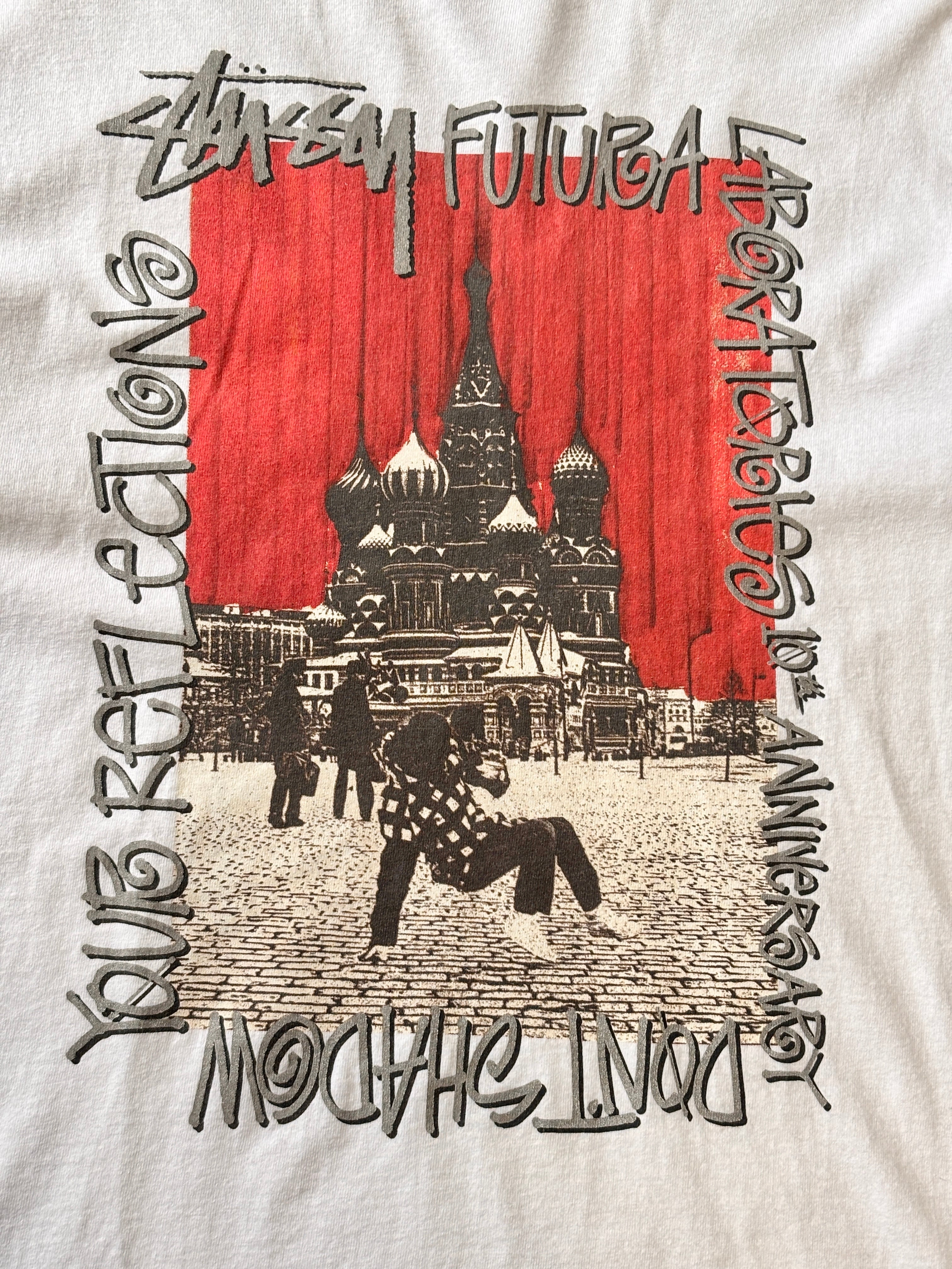 00s STUSSY × FUTURA/10th Anniversary Tee/M/10周年記念T/Tシャツ
