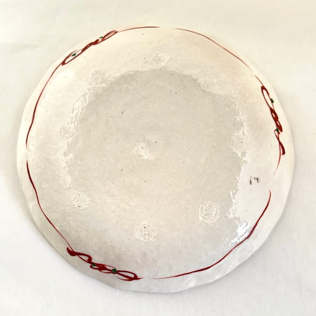 志野赤絵立花8.5寸深皿【榛澤宏】 | うつわや はんのき