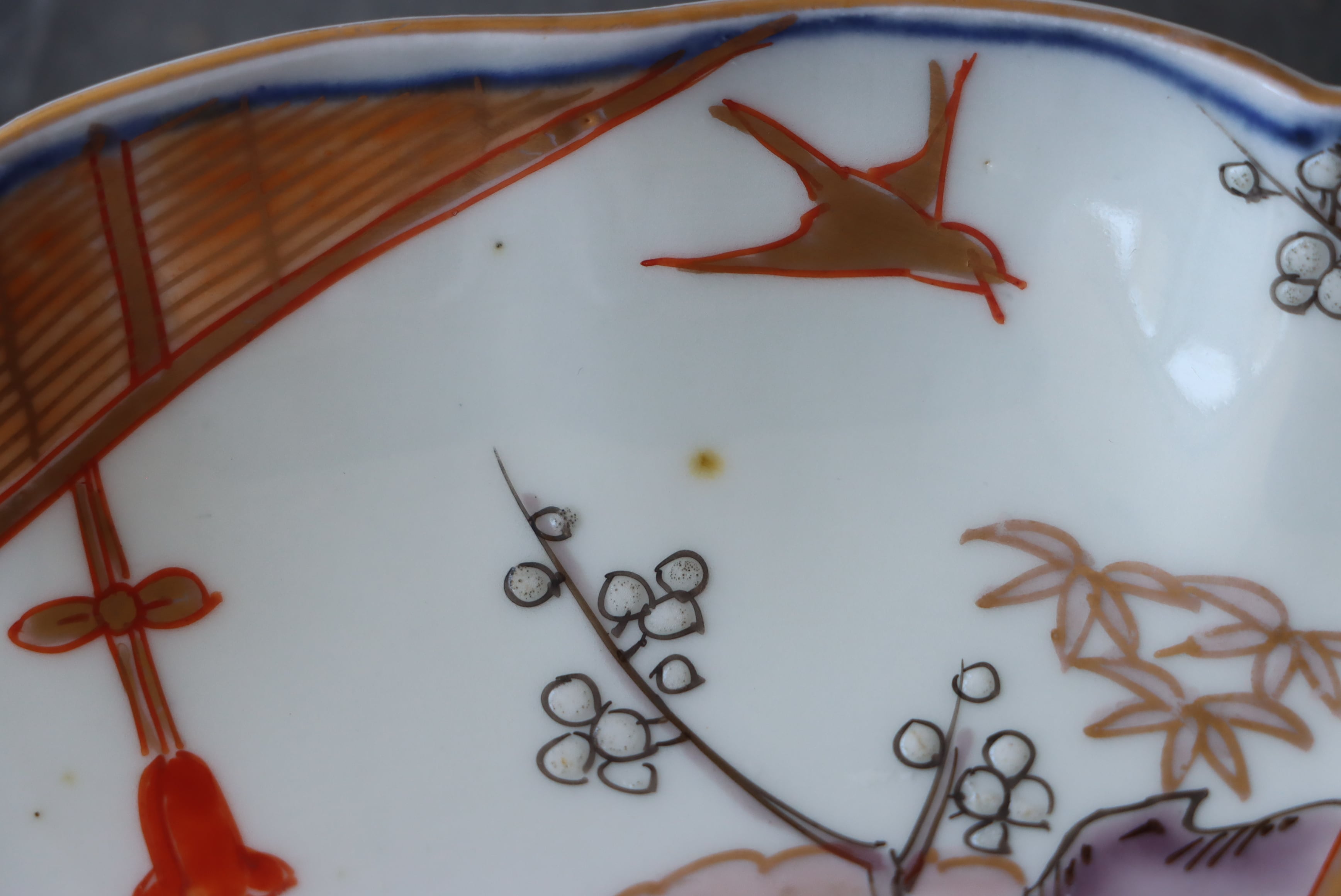 伊万里焼 色絵 花鳥文 中皿 七寸 通りもの/Imari medium size plate