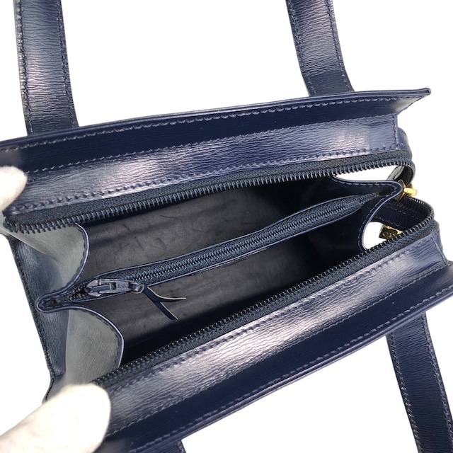 Christian Dior クリスチャン ディオール ハンドバッグ ネイビー CDプレートロゴ レザー ミニバッグ vintage ヴィンテージ オールド tx5uyv