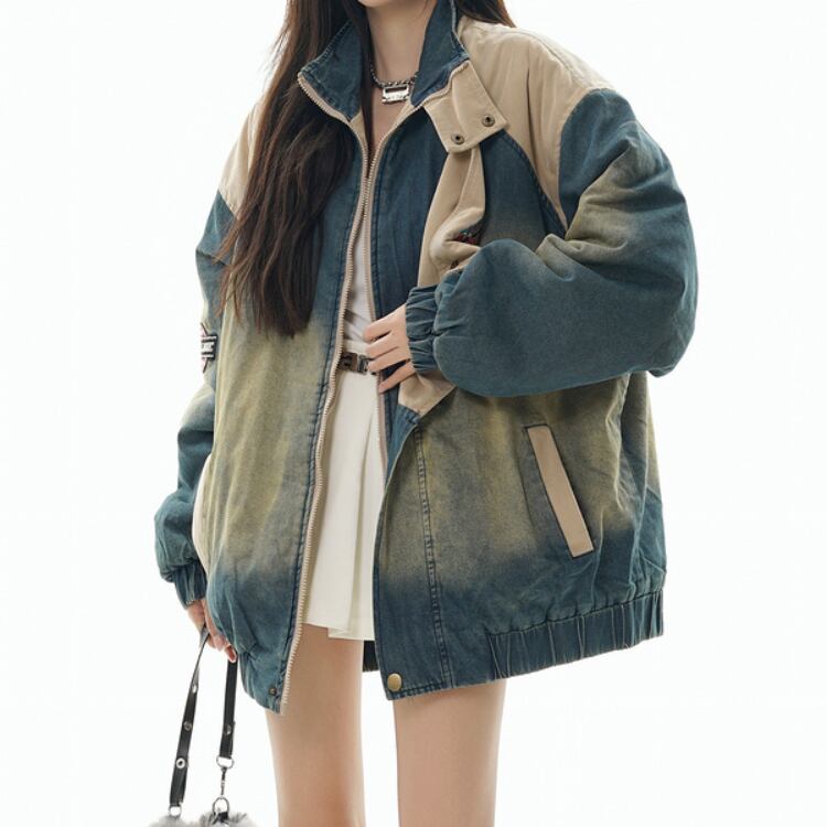 ジップアップ 腰丈 カラーブロック ジャケット L00318