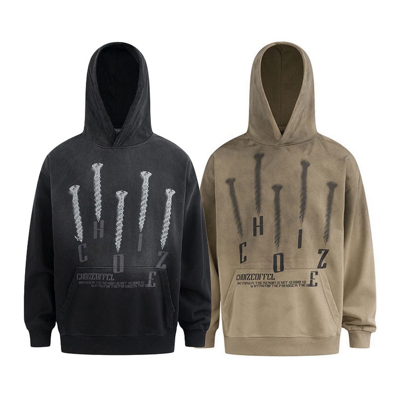 VINTAGE ストリート 釘プリント パーカー T1230