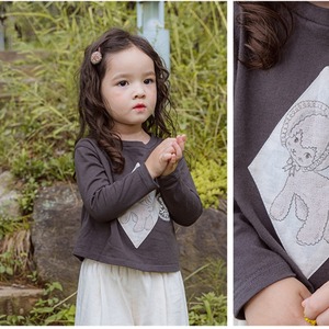 春コヒツジレースワッペンショート長袖Tシャツ