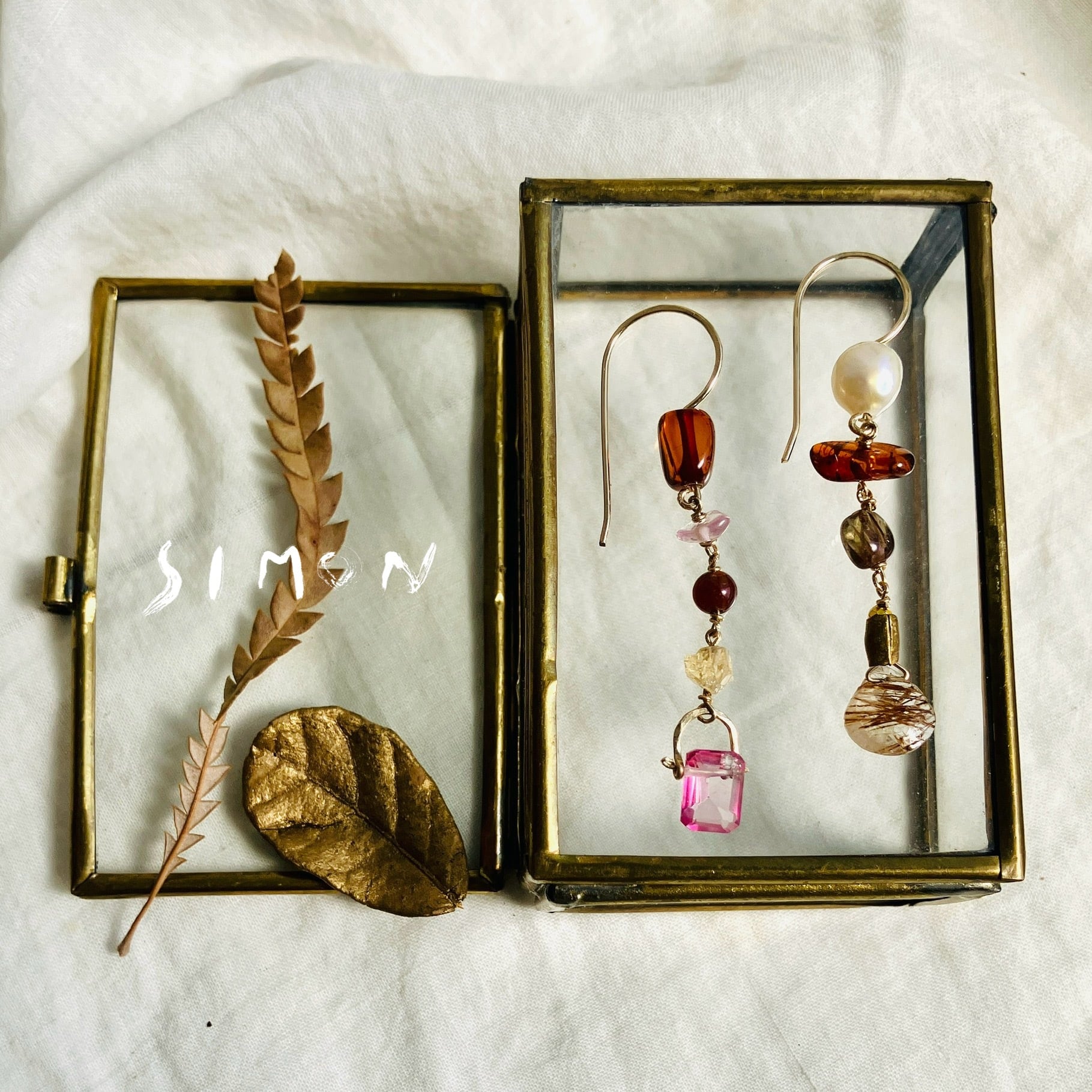 Dusk light 暮れなずむ陽 K14gfフックピアス 1点もの | simon