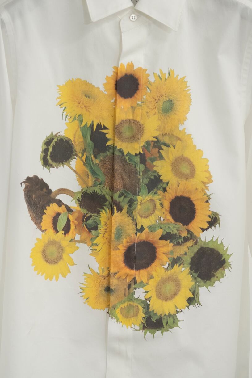 24SS】SOSHIOTSUKI FLATCOLLAR SUNFLOWER SHIRTS (PRINT_WHITE