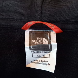 ノースフェイス　プルオーバー　スウェット　フーディー　ビッグロゴ　刺繍　黒　XL