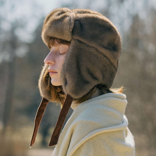 chisaki(チサキ)Yuunaベビーアルパカ シンプルニットキャップ（キャメル・ホワイト）