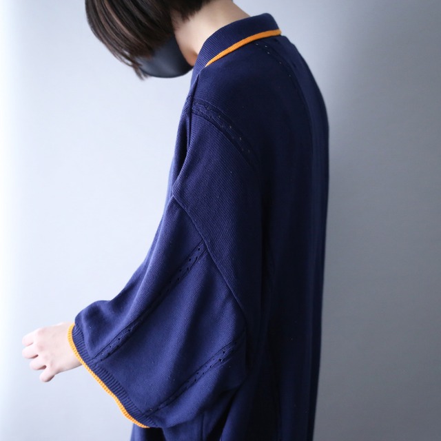 XXL loose silhouette half-zip summer knit h/s pullover